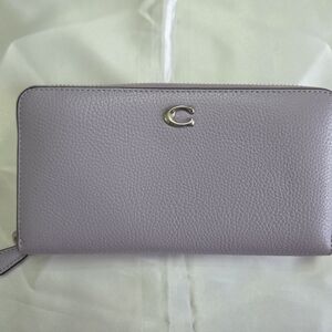 Coach Accordion Wallet Pebbled Leather- Light Purple/ Lilac